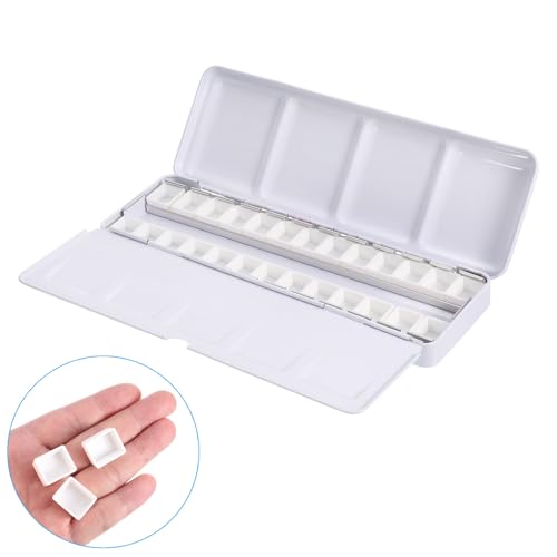 PATIKIL Empty Watercolor Palette, Metal Watercolor Tin with 26pcs Half Pans Paint Case with Lid Paint Box for Travel Gouache Oil Painting, Colorful 26 Wells - style: 26 Wells