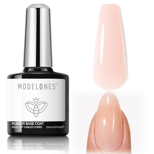 modelones Rubber Builder Nail Gel Base Coat, Jelly Nude Translucent Builder Base Nail Gel Thickening Strengthening Building Apex for Beginner DIY Salon at Home - color: Rubber Base Coat Nude Pink