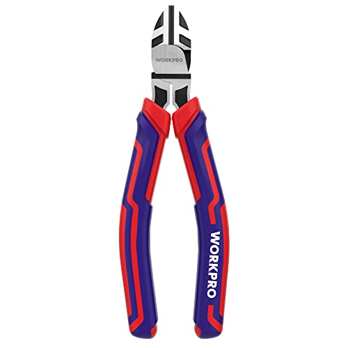 WORKPRO 6” Wire Cutters Heavy Duty CRV Steel, Diagonal Pliers for Cutting Wires Craft, Comfort Grip Handle - size: 6-inch