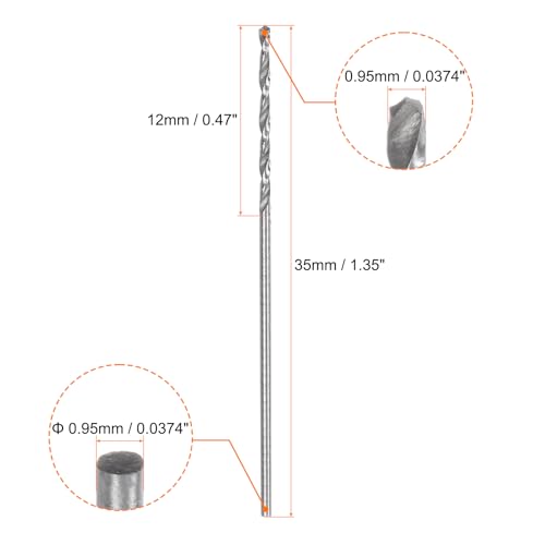 HARFINGTON 12pcs Micro Jobber Twist Drill Bits #61 0.95mm / 0.0374" High Speed Steel HSS Mini Drilling Bit Tool for Stainless Steel Aluminum Wood Plastic - size: 0.95mm