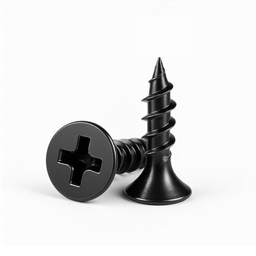 #7 x 3/4" Black Drywall Screws for Wood, Flat Head Self Tapping (100Pcs) - size: #7 x 3/4" (100Pcs)