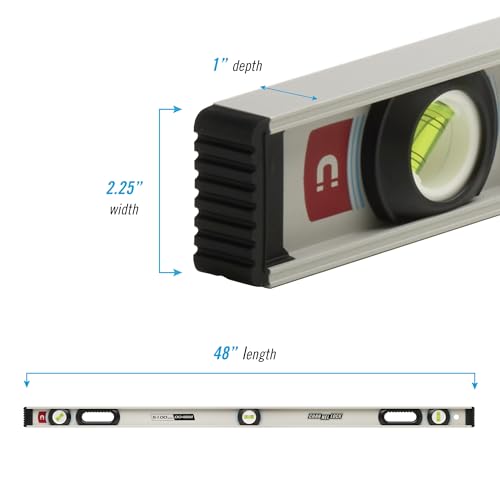CHANNELLOCK 48-Inch, Professional-Grade Magnetic Aluminum I-Beam Level with 3 Vials, 5100-0048M