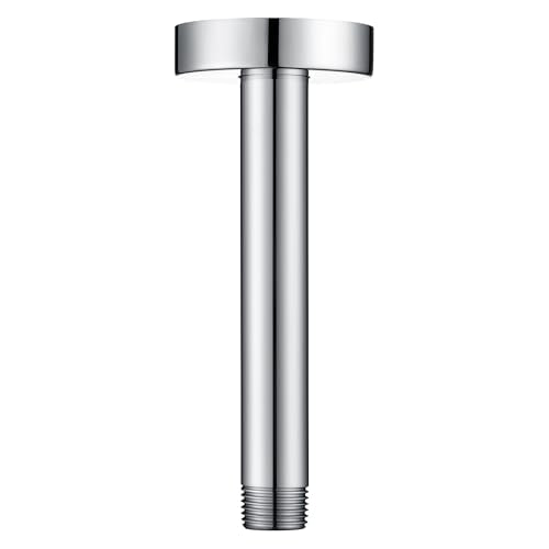 BRIGHT SHOWERS Shower Arm with Flange for Rainfall Shower Head, 6 Inch Ceiling Mount Straight Arm, Replacement Extension Pipe, Heavy-Duty Stainless Steel, Rust-Resistant, 1/2" NPT, Chrome - color: Chrome, style: 6 Inch