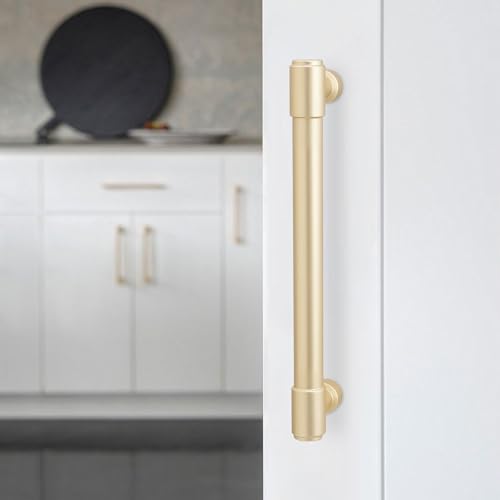 10 Pack 6-1/4 Inch(160mm) Kitchen Cabinet Handles Brushed Gold Cabinet Pulls Alloy Drawer Pulls Solid Cabinet Hardware - color: Brushed Gold, size: 6-1/4'' Hole Center(160mm)