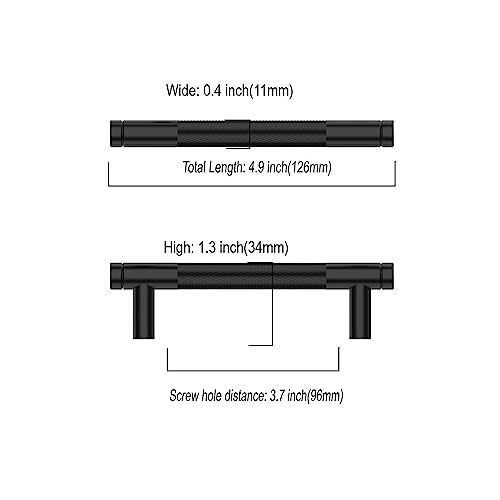 Asidrama 10 Pack 3.75 Inch(96mm) Matte Black Cabinet Pulls Knurled Cabinet Handles Cupboard Handles Kitchen Cabinet Hardware for Cupboard Drawer Pulls - color: Matte Black, size: 3.75" Hole Center, style: 10 Pack