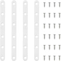 4 Pack White Straight Brackets, 8 Inch Stainless Steel Flat Brace Mending Plates, Heavy Duty Repair Brackets for Wood Furniture with Screws - size: 4 Pcs/ 8” x 0.8”