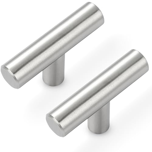 Estmoon 30 Pack Cabinet Knobs Brushed Nickel Cabinet Handles, Stainless Steel Single Hole Kitchen Cabinet Knobs Silver Cabinet Pulls for Kitchen Cabinets and Dressers,2 Inch Overall Length Drawer Knob - color: Brushed Nickel