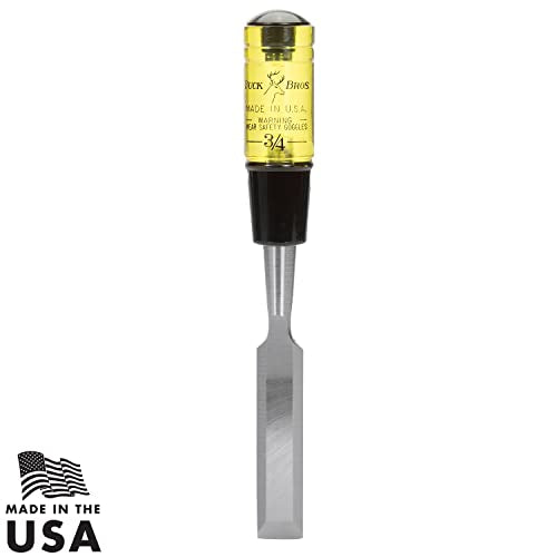 Buck Brothers 120105BC 3/4" Wood Chisel Made in USA, For Paring and Finishing Cuts in Carpentry and Woodworking, Tempered Tool Steel Blade, Mallet-Safe Handle - size: 3/4"