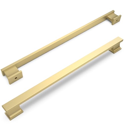 COTYKILEY 10 Pack 10 Inch(256mm) Brushed Gold Cabinet Handles Gold Kitchen Cabinet Pulls Cabinet Door Handles Kitchen Cabinet Hardware - color: Brushed Gold, size: 10" Hole Center（256MM）