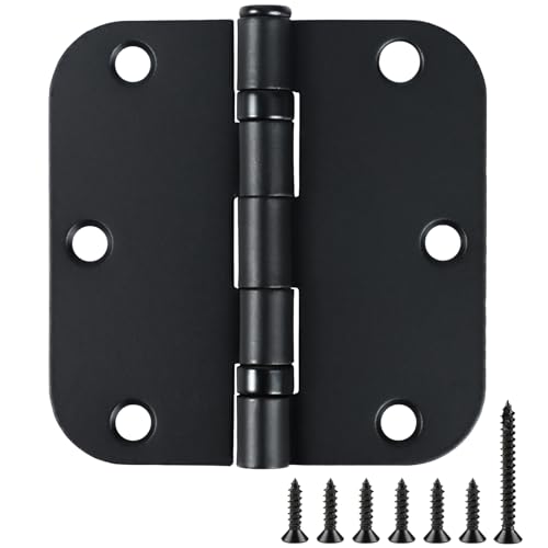 TDCHINGES Rounded Matte Black Door Hinges 3.5" 5/8"Radius Lasting No Squeak - color: Matte Black-Rounded, size: 1 Pack-Ball Bearing-lasting no squeak