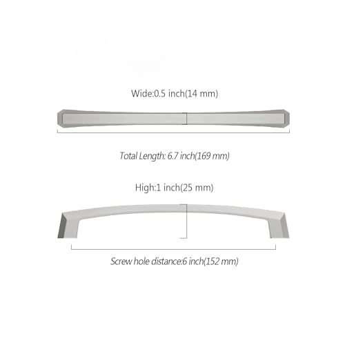 Asidrama 10 Pack 6 inch Brushed Satin Nickel Kitchen Cabinet Handles - color: Brushed Satin Nickel, size: 6" Hole Center(152mm)