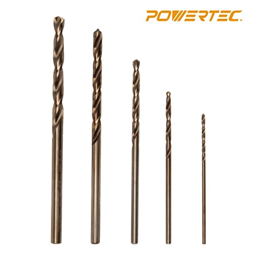 POWERTEC 1mm, 1.5mm, 2mm, 2.5mm & 3mm Cobalt Drill Bits Set, 50 Pack – M35 HSS Jobber Length Twist Bits, 135° Tip for Metal, Stainless Steel, Cast Iron, Wood & Plastic (QDB2104) - style: 50PK Metric Cobalt Drill Bits Set (1mm-3mm)