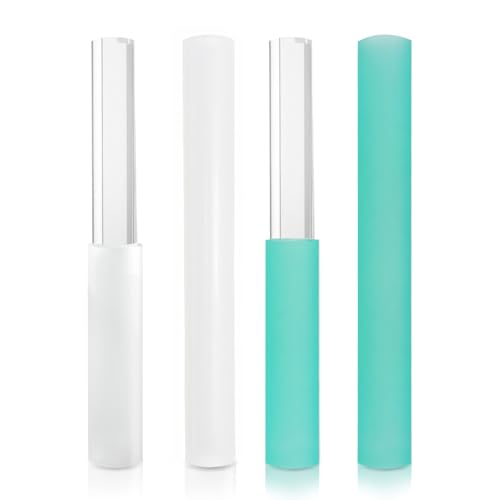 4 Pcs Singing Bowl Mallet Set Includes Solid and Hollow Acrylic Silicone Rubber Striker Mallet for Playing Quartz Crystal Singing Bowls with Bundle Pocket(WhiteGreen) - color: WhiteGreen