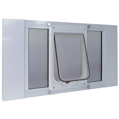 Ideal Pet Products Aluminum Sash Window Pet Door - size: 7-1/2" x 10-1/2" Chubby Kat Flap Size, style: Window Width: 33" - 38"