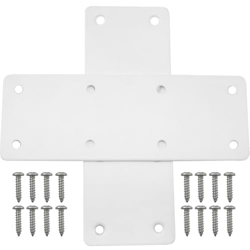 CHENJIN 4PCS 5.5x2 Inches White Stainless Steel Mending Plates Repair Reinforcement Metal Sheets Flat Heavy Duty Brackets for Wooden Beds Tables Chairs Drawers Fences and Cabinets