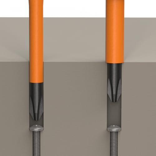 Klein Tools 32293 Insulated Screwdriver, 2-in-1 Screwdriver Set with Flip Blade, #2 Phillips and1/4-Inch Slotted Tips, Double-Ended Blades - size: #2 PH + 1/4 SL