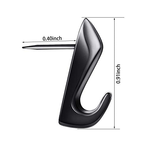 Hotop 30 Pcs Push Pin Hooks 20 Lbs Picture Hanger, Black - color: Black