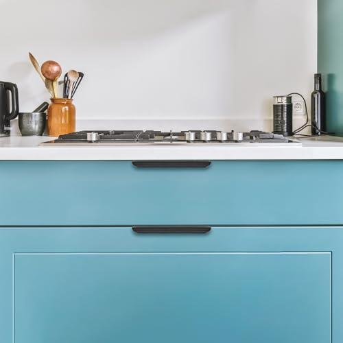 Matte Black Cabinet Handles Finger Edge Pulls 5.9 Inch CC 10 Pack - color: Matte Black, size: 150mm/5.9" Overall Length