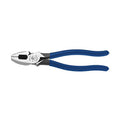 Klein Tools D213-9NETP Lineman's Fish Tape Pulling Pliers, Made in USA, High Leverage Design with Handle Tempering for comfort when Cutting, 9-Inch - style: With Fish Tape Pulling