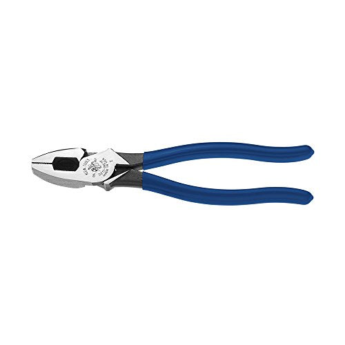 Klein Tools D213-9NETP Lineman's Fish Tape Pulling Pliers, Made in USA, High Leverage Design with Handle Tempering for comfort when Cutting, 9-Inch - style: With Fish Tape Pulling