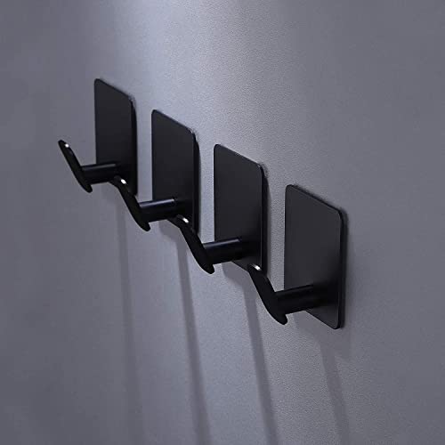 DELITON 26lb Heavy Duty Adhesive Towel Hooks, No-Damage 4 Pack Matte Black - color: Black