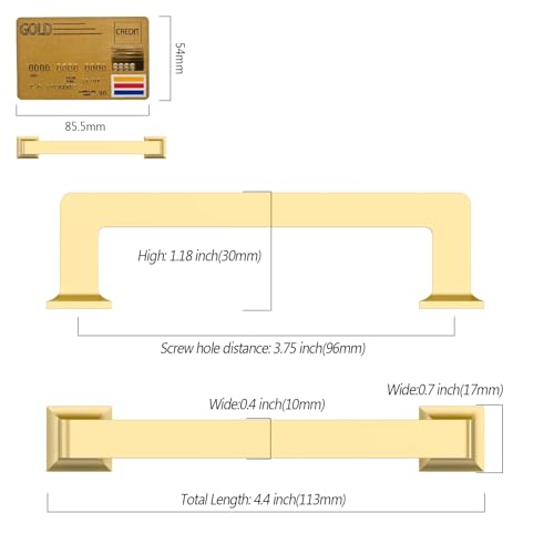Amerdeco 10 Pack Brushed Gold Cabinet Pulls 3.75 Inch(96MM) Hole Centers Kitchen Cabinet Handles Cabinet Hardware Kitchen Handles for Cabinets Cupboard Handles Drawer Pulls ZH0019 - color: Brushed Gold, size: 3.75" Hole Center