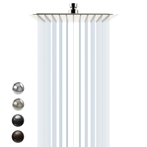 SR SUN RISE 10 Inch Rain Shower Head Brushed Nickel 304 Stainless Steel High Pressure Rainfall Showerhead Ultra Thin Water Saving - color: Brushed Nickel, size: 10 Inch