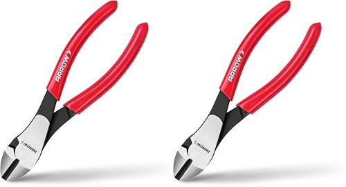 ARROW 7" High Leverage Diagonal Cutting Pliers, Heavy Duty Wire Cutters with Comfortable Grip, Side Cutters for Cutting Wires (Pack of 2) - size: 7 INCH (Pack of 2)