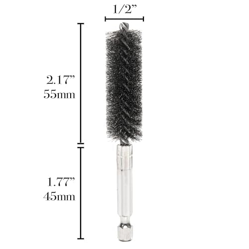 Quadruple Wire Twist Professional ID Copper Tube Pipe Cleaner for Fittings 6pcs, 1/2” Pipe Cleaning Brush Set, Stainless Steel Wire Bore Brushes for Power Drill, 1/4 Inch Hex Shank - style: 1/2"