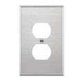 ENERLITES Duplex Receptacle Outlet Metal Wall Plate, Midsize 1-Gang, Silver - color: Stainless Steel, size: Midsize