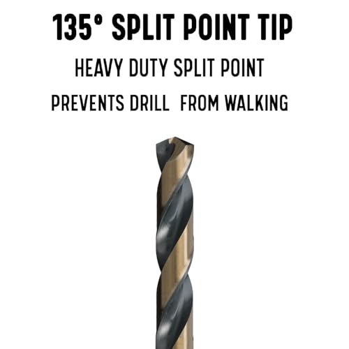 Drill America KFD1P12 #1 High Speed Steel Black & Gold KFD Split Point Drill Bit (Pack of 12), KFD Series - size: #1