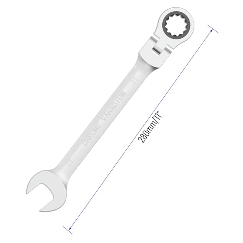 21mm Flex-Head Ratcheting Combination Wrench, 21mm Metric - size: 21mm