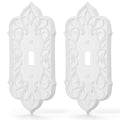 2 Pcs Baroque Decorative Light Switch Covers, White Plastic - style: Switch Cover