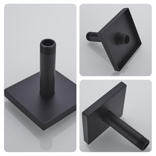 Shower Head Extension Arm Wall Mounted Tube Rainfall Shower Tube Replacement Pipe Parts Stainless Matte Black,SW-91038-4MB-SQ. - color: Right Angled Square Flange-4" Matte Black