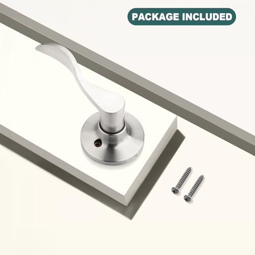 GOBEKOR 5 Pack Single Dummy Lever Door Handle Satin Nickel Wave Left-Handed Door Levers Single Side Non-Turning Door Handle for Pantry - size: Left-Handed Dummy Lever