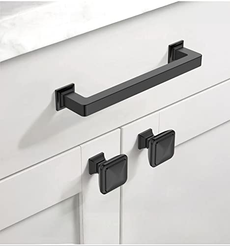 Asidrama 10 Pack 5 inch Matte Black Kitchen Cabinet Handles | Heavy-Duty Solid Zinc, 2 Screw Sizes, 5" Hole Center(128mm), Cupboards, Drawers, Dressers, Furniture, Hardware - color: Matte Black, size: 5" Hole Center(128mm)