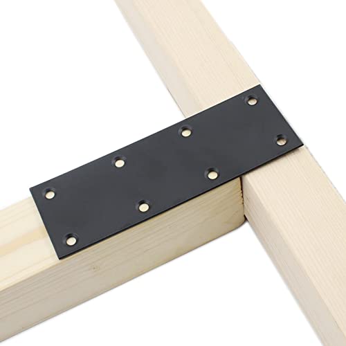 4 Pack Flat Straight Brace Brackets, ULIFESTAR Black Stainless Steel Mending Bracket Plate Metal Shelf Support Fixing Joining Plate for Furniture,Wood,Shelves,Cabinet with Mounting Screws - size: 140 x 48 x 2 mm