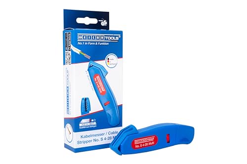 WEICON Cable Stripper No. S 4-28 Multi | Integrated Stripping Function | High Safety | Adjustable Cutting Depth | for Round Cables | Working Range 4-28 mm Ø
