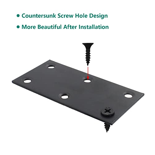 4 Pack Flat Straight Brace Brackets, ULIFESTAR Black Stainless Steel Mending Bracket Plate Metal Shelf Support Fixing Joining Plate for Furniture,Wood,Shelves,Cabinet with Mounting Screws - size: 80 x 40 x 2 mm