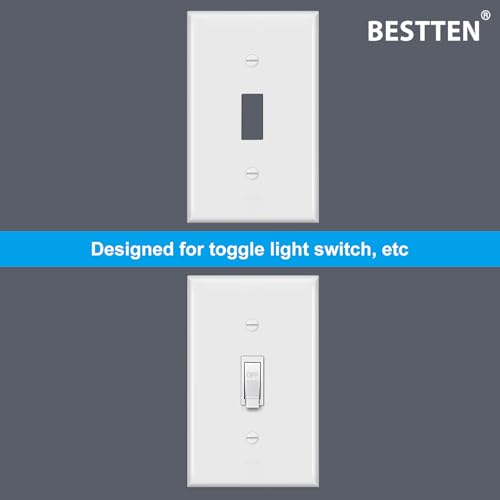 BESTTEN Light Switch Cover Plate 50 Pack, 1-Gang Toggle Wall Plate - size: 1 Gang 50 Pack