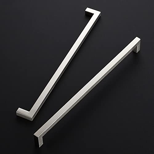 Ravinte Brushed Nickel Square Cabinet Handles & Pulls 12-3/5 Inch 10 Pack - size: 13 in (12-3/5 in Hole Center)