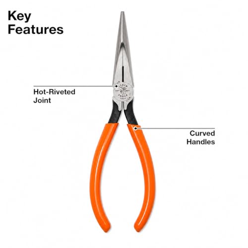 Klein Tools D203-7 Needle Nose Pliers, Long Nose Stripping Side Cutters, Induction Hardened and Heavier for Increased Cutting Power, 7-Inch - size: 7-Inch