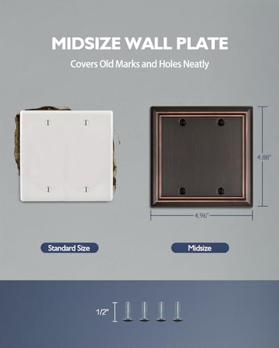 Switch Plates Outlet Covers, 1-Pack Metal Wall Plate, Aged Bronze - color: Aged Bronze, size: 2 Blank 1PK