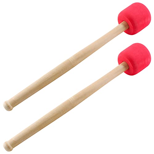 Jiozermi 2 Pcs Drum Mallet, Red, 12.8 Inches for Drums Snare Drums - color: Red