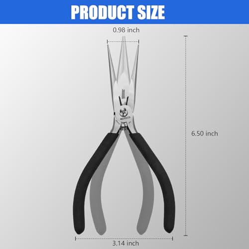 6-Inch Needle Nose Pliers with Wire Cutter, Spring-Loaded Long Nose Pliers with Serrated Jaws and Non-Slip Handles for Wire Bending, Electronics Repair, Jewelry Making and Crafts - size: 6''-1 pack