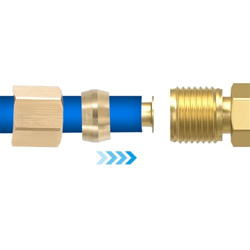 PATIKIL 90Pcs Brass Compression Fittings Assortment Kit, 1/4" Compression Sleeves Ferrules Inserts Nuts for Connecting Air, Fuel, Water, Oil and Inert Gases