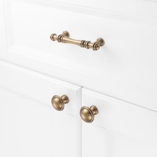 KOOFIZO 30 Pack 3 in Antique Brass Cabinet Pulls, Brass Drawer Handles P30 - color: Antique Brass, size: 3" CC - 30Pcs