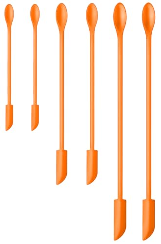 Silicone Spatula Set 6Pcs, Mini Jar Scraper for Makeup & Food - color: Orange