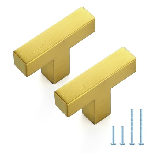 JOY DECOR Gold Cabinet Handles Square Cabinet Pulls, Single Hole, 10 Pack - size: Single Hole