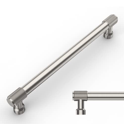 Amerdeco 10 Pack Brushed Satin Nickel Knurled Cabinet Pulls 7 Inch(177.8mm) Hole Center Kitchen Cabinet Handles Drawer Pulls Cabinet Hardware ZH0034 - color: Brushed Satin Nickel, size: 7"/177.8MM Hole Center